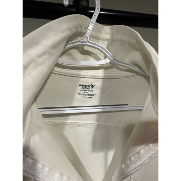 Old Navy Unisex White Fleece Hoodie Medium Quarter-Zip Casual Fall - Picture 4 of 4